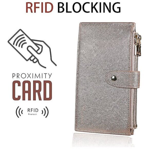 RFID Wallet Women Bifold Multi Card Wallet Case , Rose Gold - Picture 3 of 9